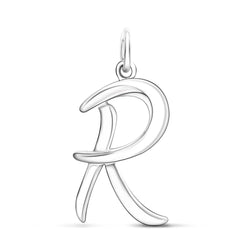 Cursive Initial Pendant Sterling Silver, 26 Alphabets Pendant
