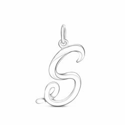 Cursive Initial Pendant Sterling Silver, 26 Alphabets Pendant