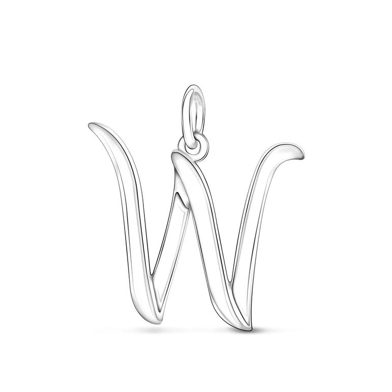 Cursive Initial Pendant Sterling Silver, 26 Alphabets Pendant