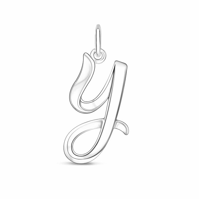 Cursive Initial Pendant Sterling Silver, 26 Alphabets Pendant
