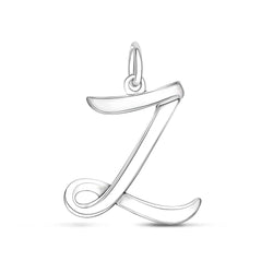Cursive Initial Pendant Sterling Silver, 26 Alphabets Pendant