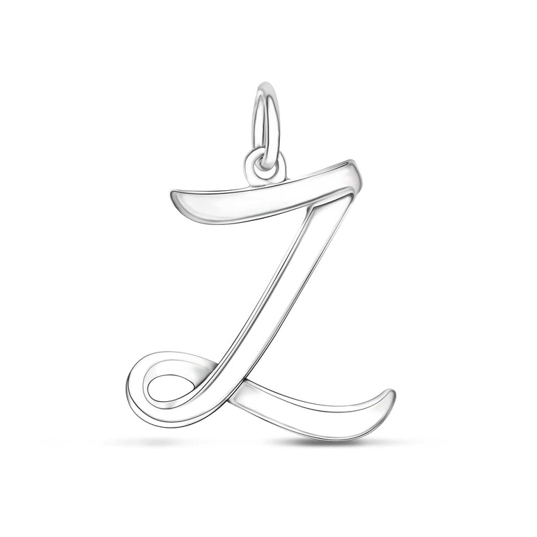 Cursive Initial Pendant Sterling Silver, 26 Alphabets Pendant