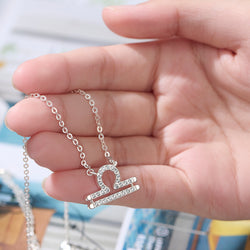 Libra Zodiac Necklace Silver Constellation Horoscope Pendant Necklace
