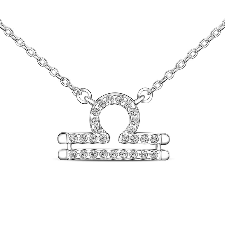 Libra Zodiac Necklace Silver Constellation Horoscope Pendant Necklace