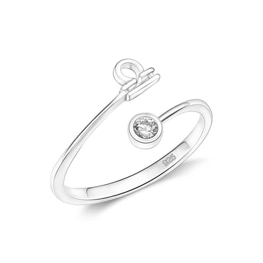 Libra Ring Sterling Silver Adjustable Zodiac Sign Ring Ring