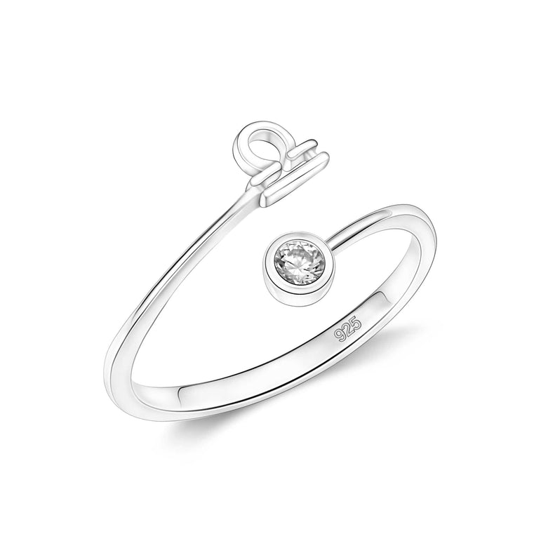 Libra Ring Sterling Silver Adjustable Zodiac Sign Ring Ring