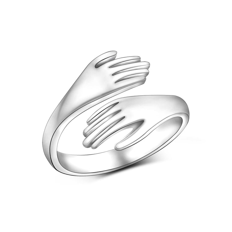 Couple Hug Ring Love Embrace Silver Adjustable Ring Adjustable Ring