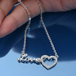 Forever Love Interlocked Heart Necklace Silver Pendant Necklace