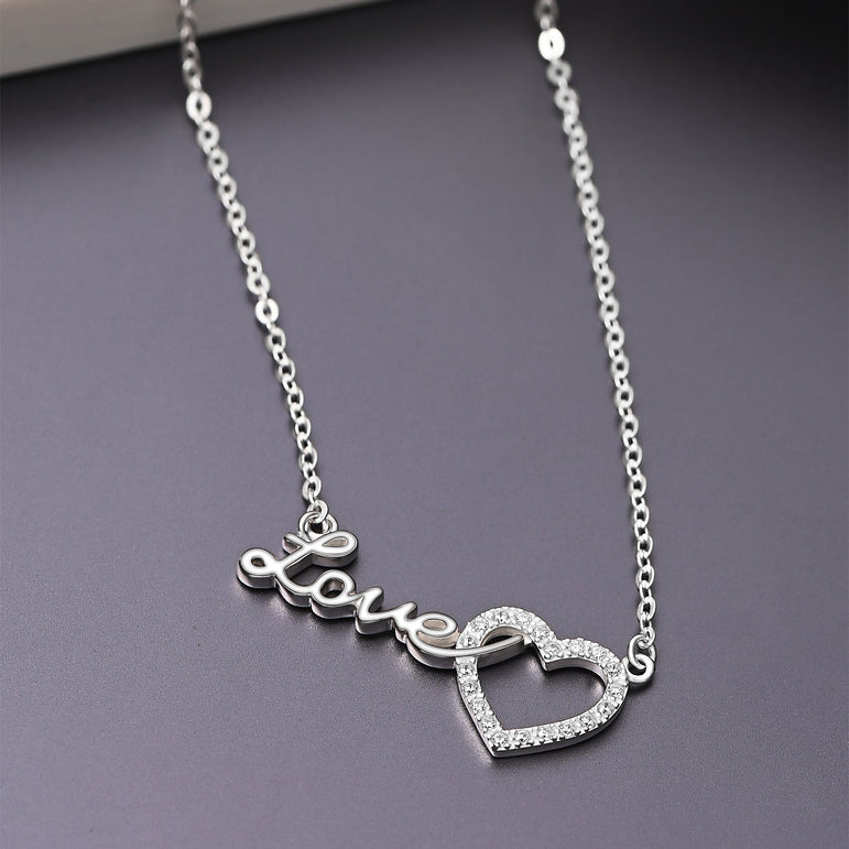 Forever Love Interlocked Heart Necklace Silver Pendant Necklace