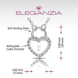 Sterling Silver Heart Lock Necklace with CZ Pendant Necklace