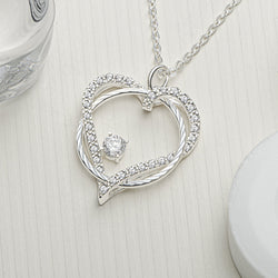 Circle Interlocked Heart Necklace Sterling Silver Pendant Necklace Pendant + Chain