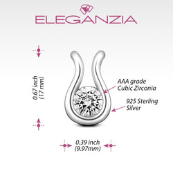 Lyre Horseshoe Cubic Zirconia Silver Pendant Pendant