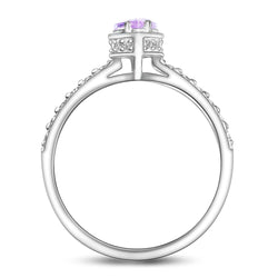 Lavender CZ Marquise Engagement Ring Vintage Silver Promise Ring