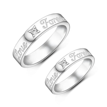 Together Forever Silver Matching Couple Rings Set Couple Ring