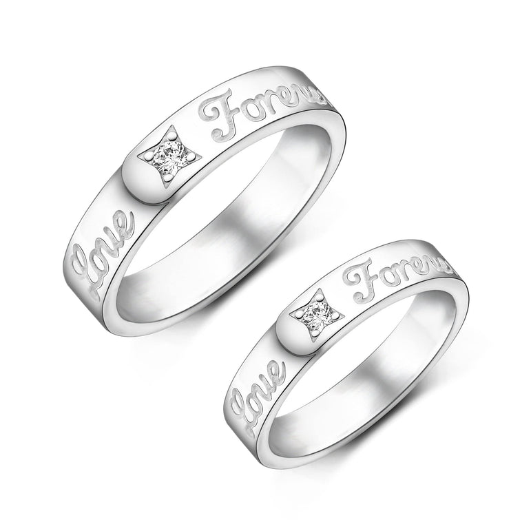 Together Forever Silver Matching Couple Rings Set Couple Ring