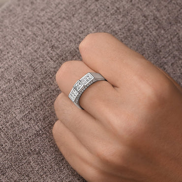 Sterling Silver Princess Cut Engagement Rings for Men Promise Ring