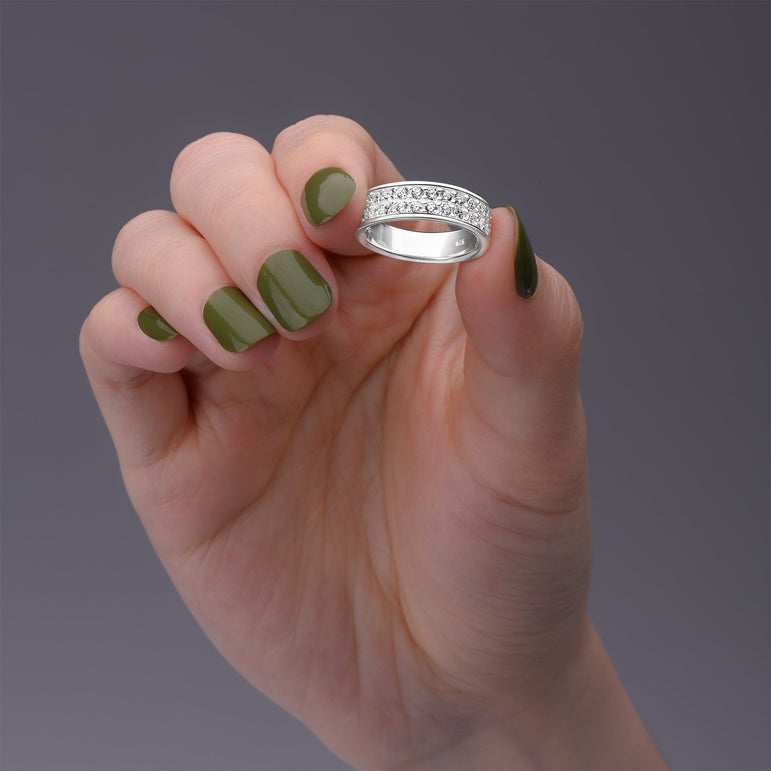 Double CZ Eternity Couple Engagement Rings for Him Promise Ring