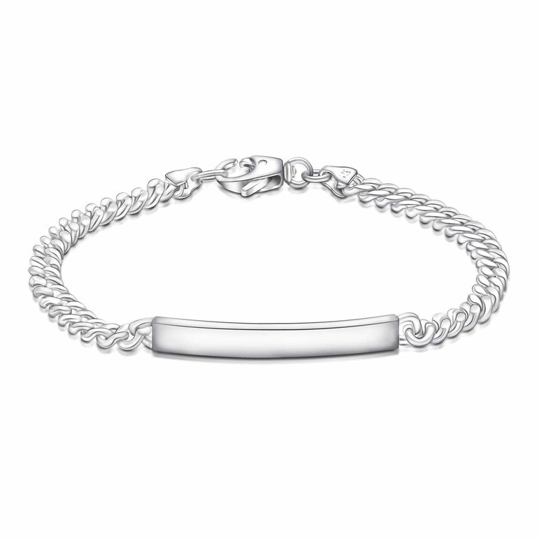 Classic Men Tag Sterling Silver Bracelet Bracelet Length 7.5 Inches