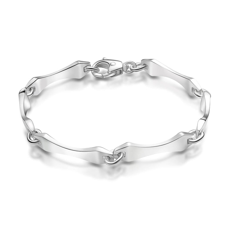 Men's Bamboo Link Sterling Silver Bracelet Bracelet Length 7.5 Inches