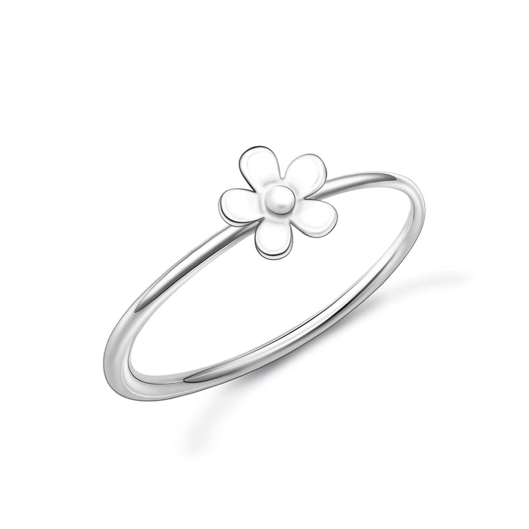 Minimal Flower Ring Sterling Silver Stacking Ring
