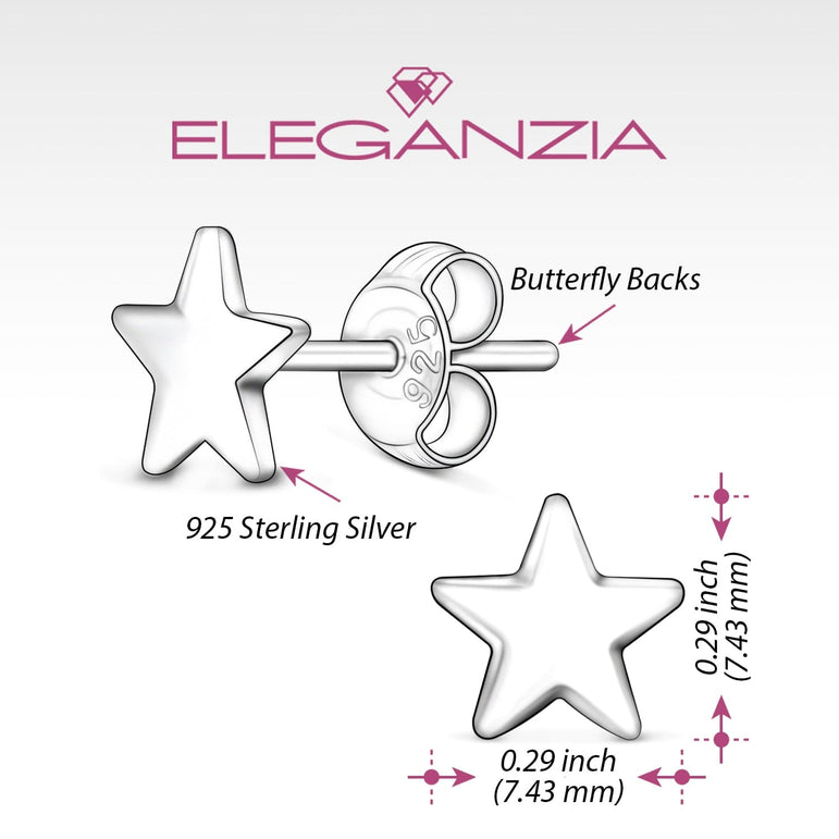 Minimal Star Stud Earrings Sterling Silver Stud Earrings