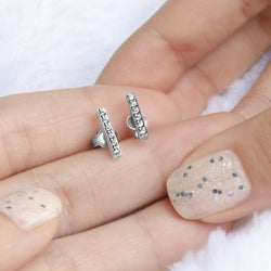 CZ Bar Earrings Silver Stud Earrings Stud Earrings