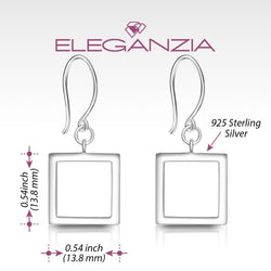 Open Square Sterling Silver Dangle Earrings for Her Drop Earrings