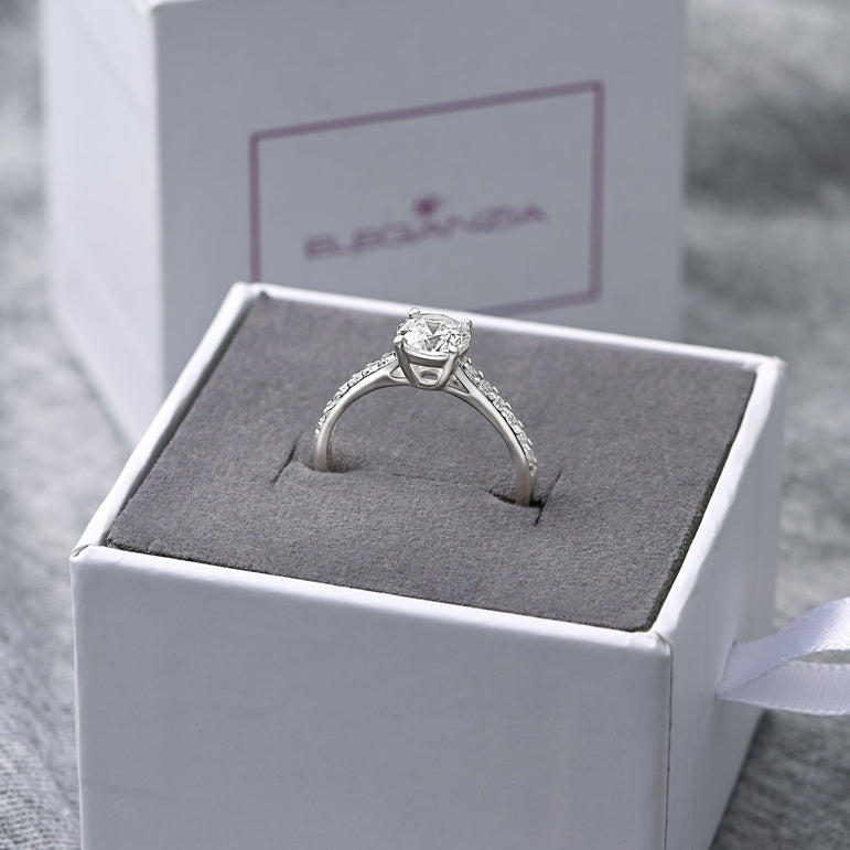 CZ Marry Me Engagement Rings for Her Channel Band Promise Ring