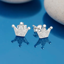 Cubic Zirconia Crown Earrings Studs Sterling Silver Stud Earrings