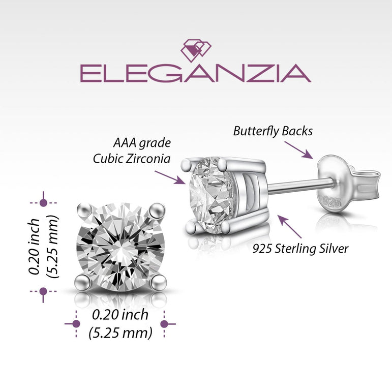 Minimalist CZ Stud Earrings Sterling Silver Stud Earrings