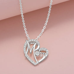 CZ Motherly Love Necklace I Love You Mom Heart Necklace Pendant Necklace