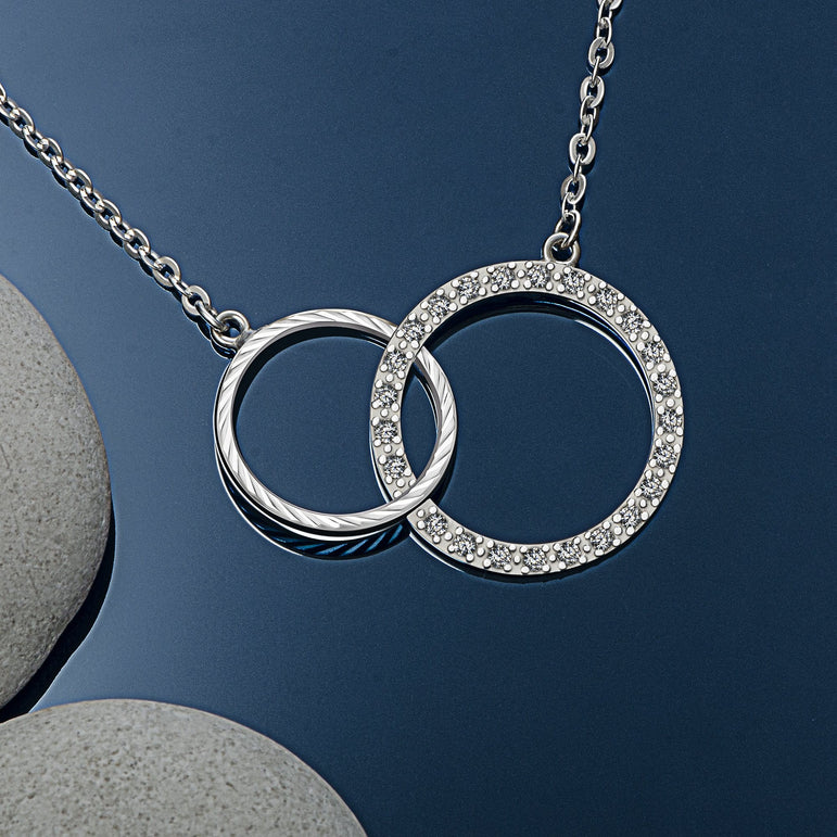 Sterling Silver Mother Daughter Necklace Pendant Necklace