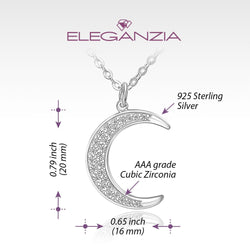 Silver Crescent Moon Necklace Pendant Necklace Pendant + Chain