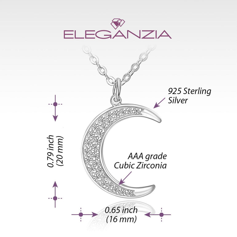Silver Crescent Moon Necklace Pendant Necklace Pendant + Chain