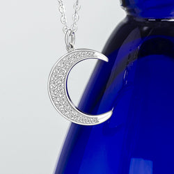 Silver Crescent Moon Necklace Pendant Necklace Pendant + Chain
