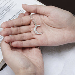 Silver Crescent Moon Necklace Pendant Necklace Pendant + Chain