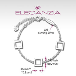 Open Square Sterling Silver Bracelets Charms Bracelet