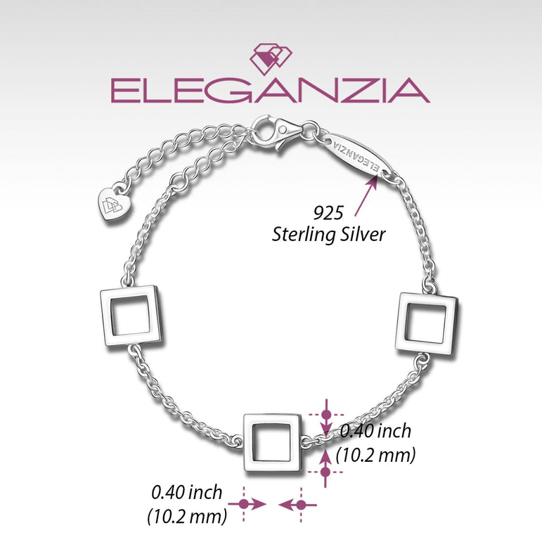 Open Square Sterling Silver Bracelets Charms Bracelet