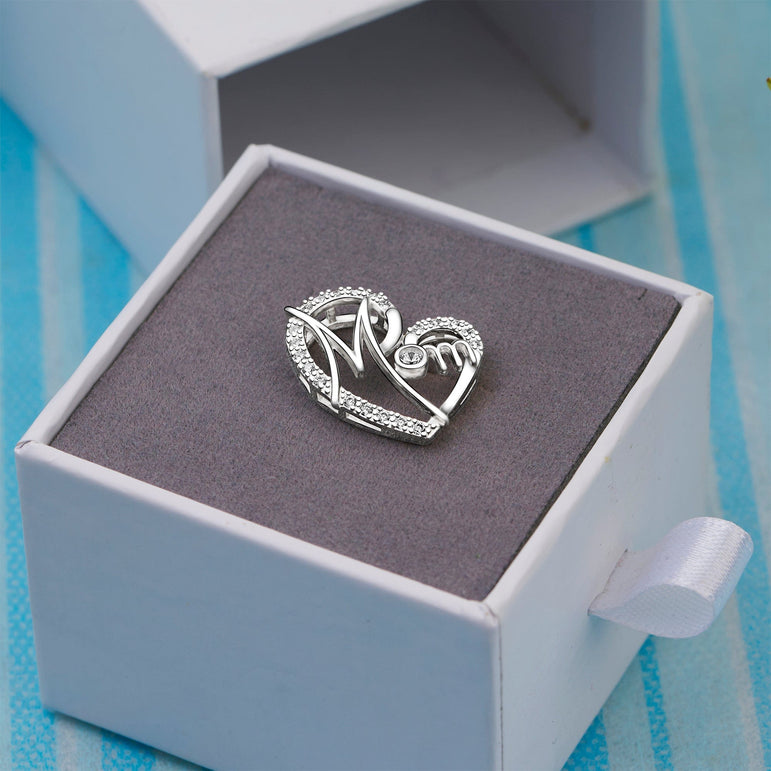 CZ Mother Pendant Mom Heart Pendant for Mom Gift Pendant