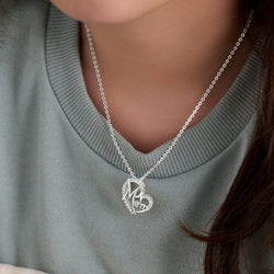 CZ Motherly Love Necklace I Love You Mom Heart Necklace Pendant Necklace
