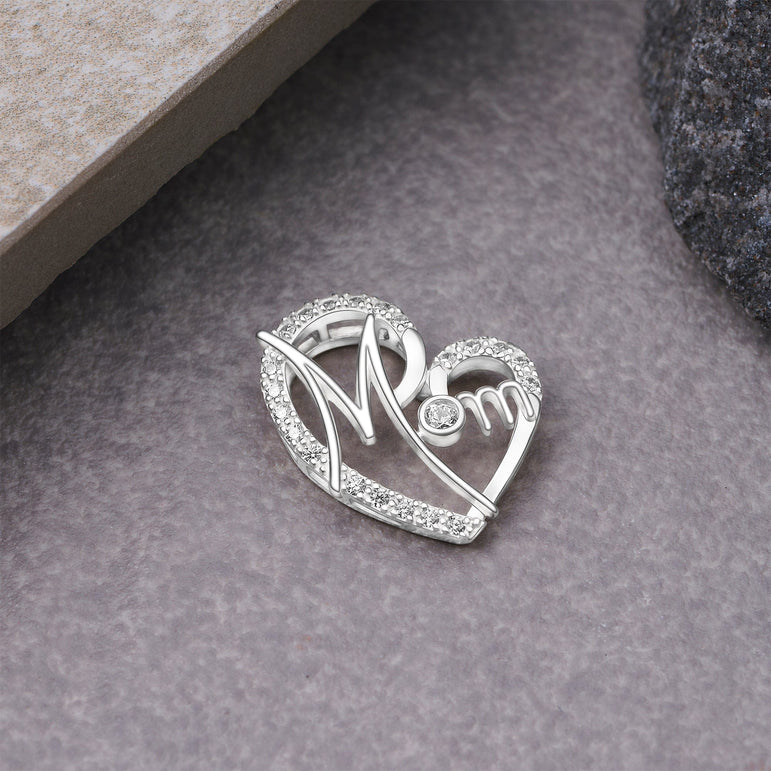 CZ Mother Pendant Mom Heart Pendant for Mom Gift Pendant