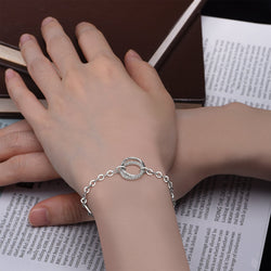 Interlocking Circle Mother Daughter Bracelet Silver Bracelet