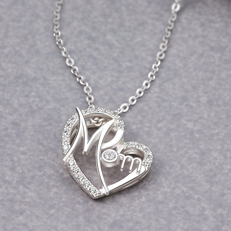 CZ Mother Pendant Mom Heart Pendant for Mom Gift Pendant