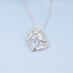 CZ Motherly Love Necklace I Love You Mom Heart Necklace Pendant Necklace