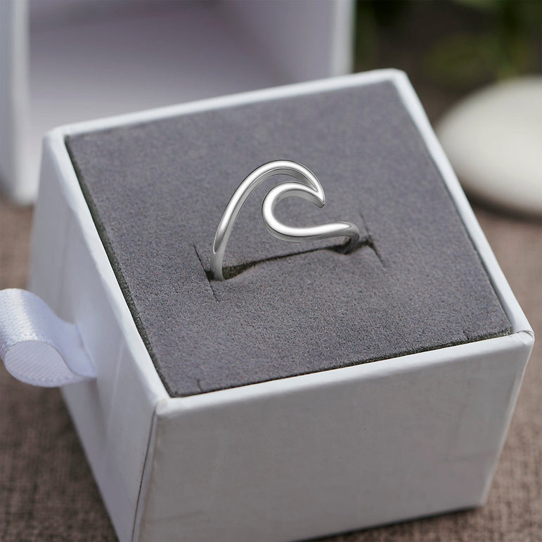 Surfer Ocean Wave Ring Sterling Silver Ring