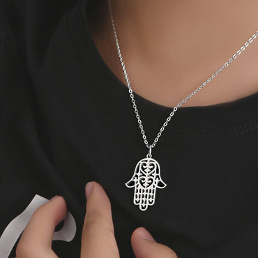 Sterling Silver Hamsa Hand Necklace Pendant Necklace