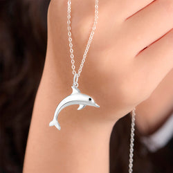 Sterling Silver Dolphin Necklace Charm Pendant Necklace
