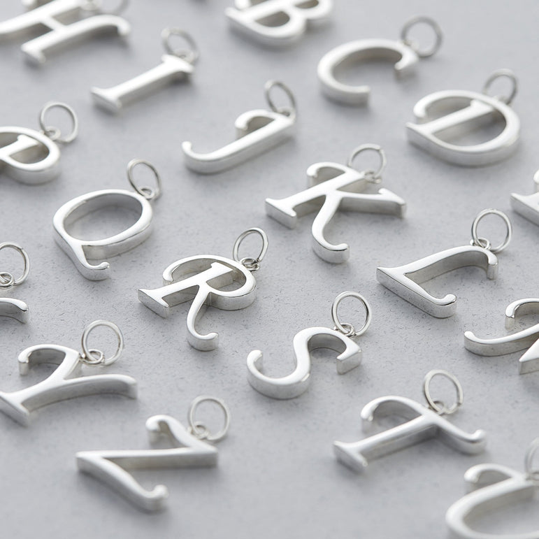 Simple Initial Necklaces Sterling Silver, 26 Alphabets Pendant Necklace