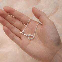Forever Love Interlocked Heart Necklace Silver Pendant Necklace
