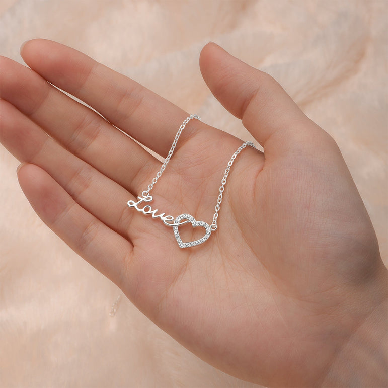 Forever Love Interlocked Heart Necklace Silver Pendant Necklace